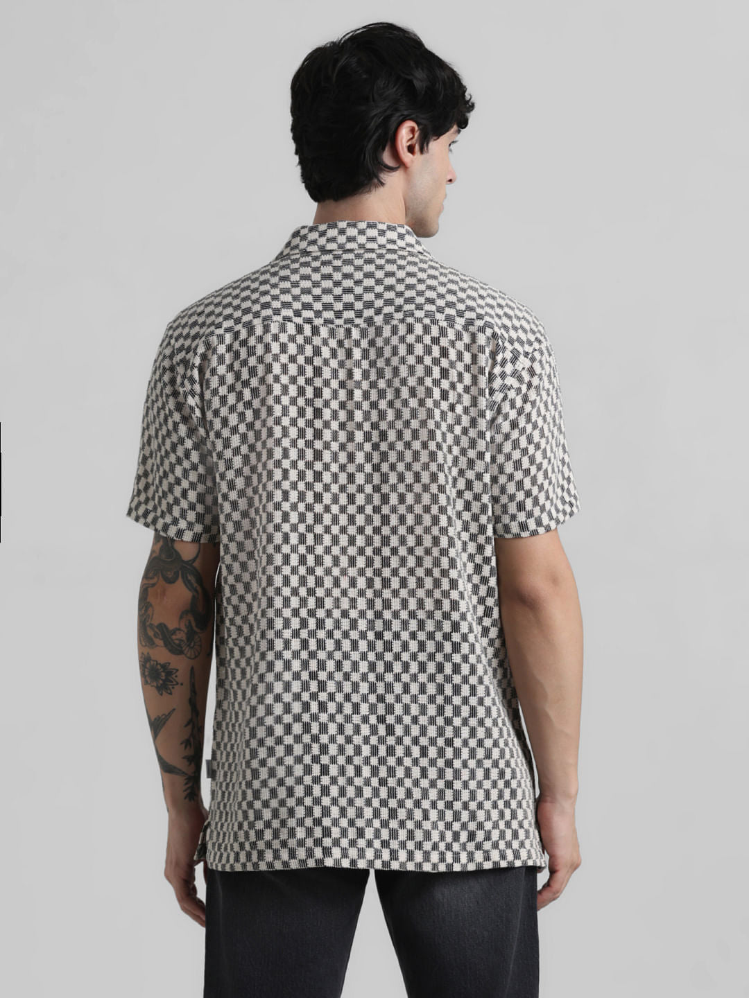 Black Printed Short Sleeves Shirt