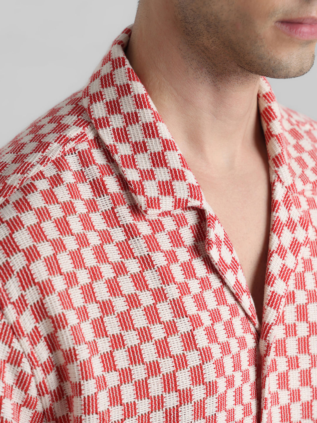 Red Printed Short Sleeves Shirt