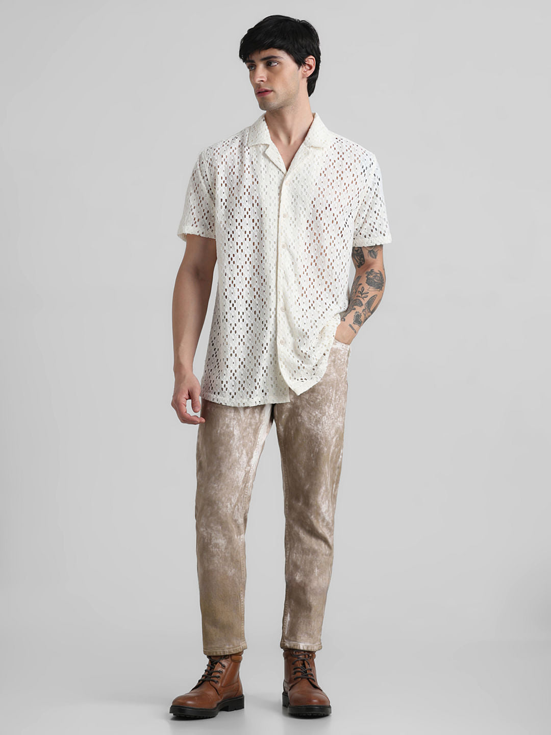 Off-White Cut-Out Short Sleeves Shirt