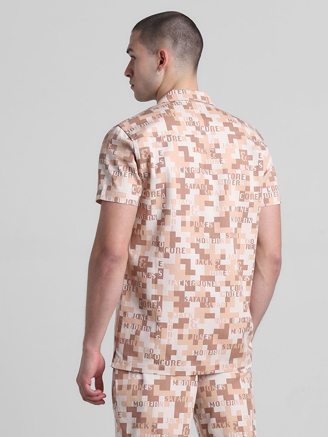 Brown Printed Co-ord Set Shirt