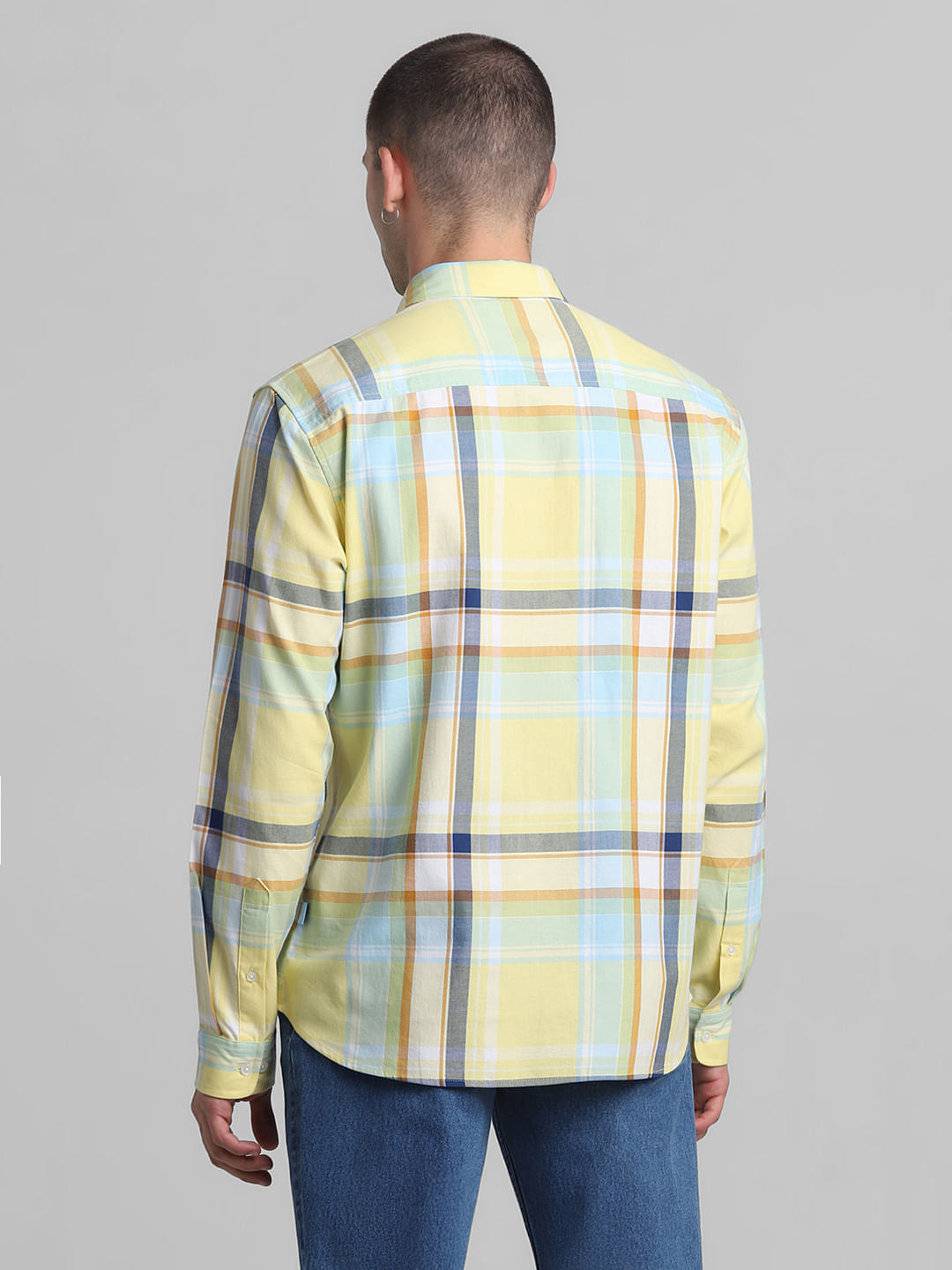Yellow Check Full Sleeves Shirt