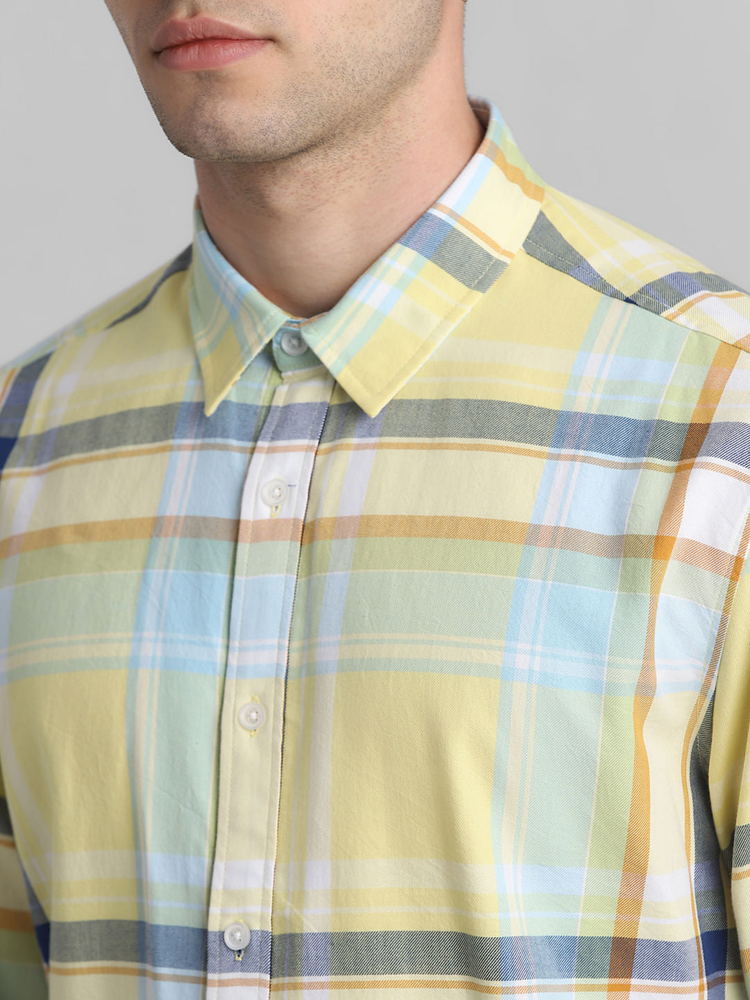 Yellow Check Full Sleeves Shirt