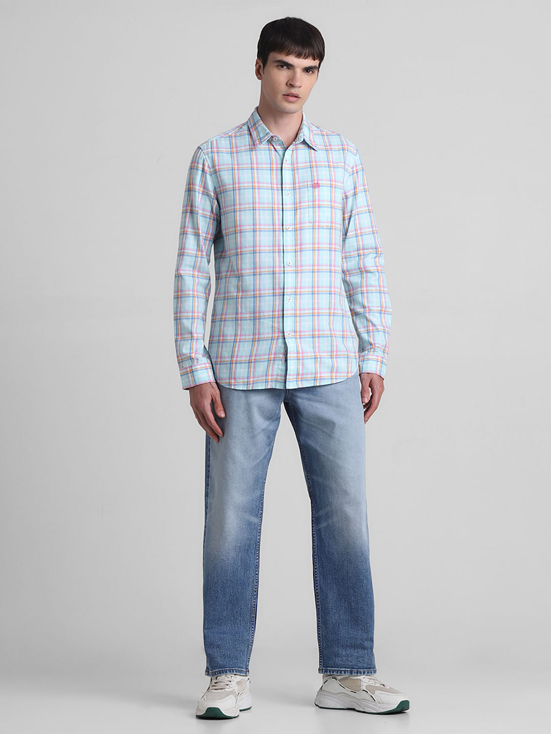 Light Blue Check Full Sleeves Shirt