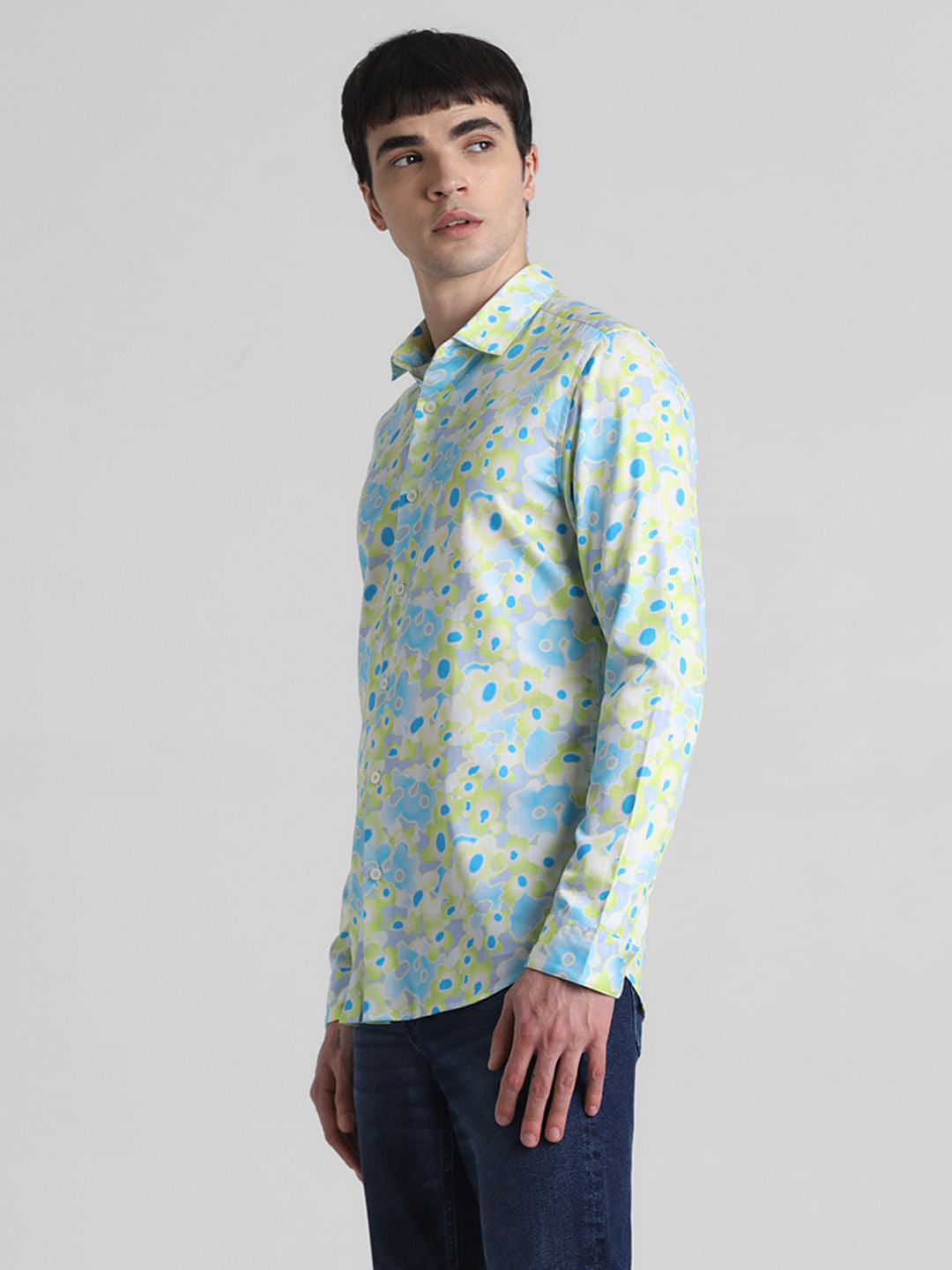 Green Floral Full Sleeves Shirt