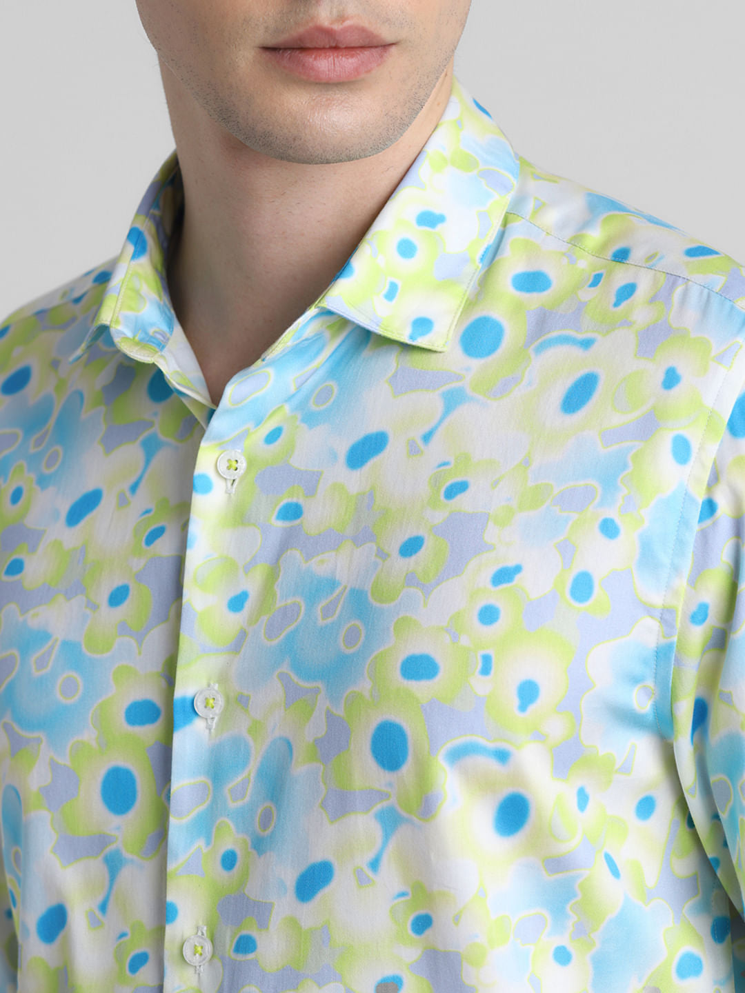 Green Floral Full Sleeves Shirt