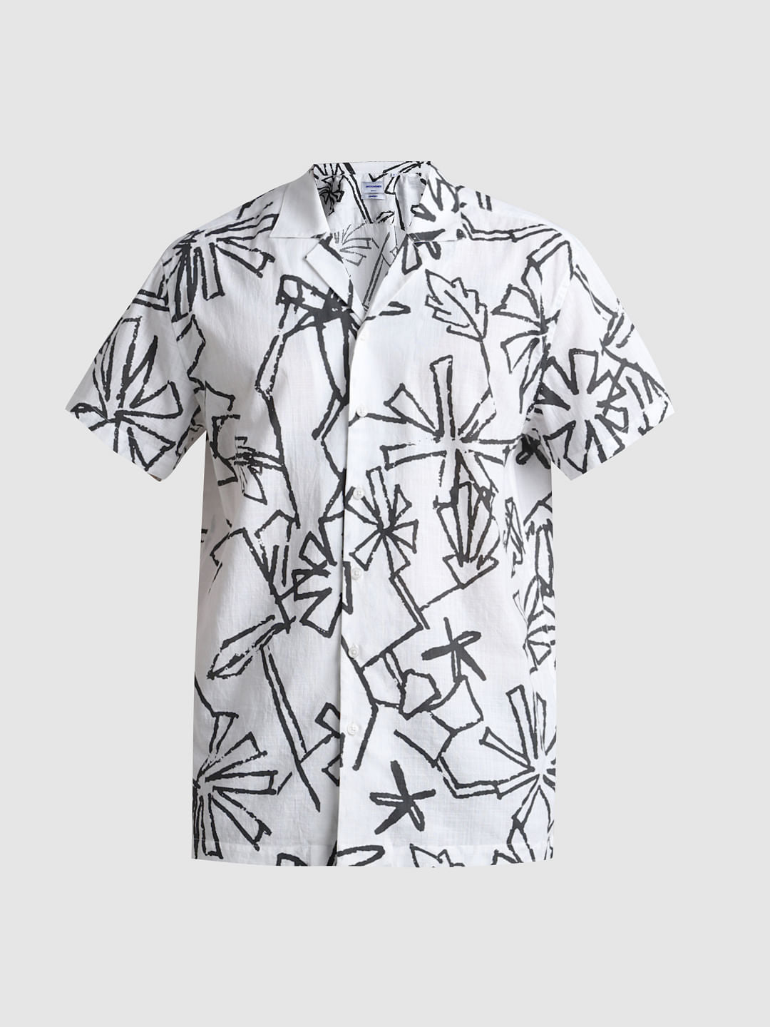 White Printed Short Sleeves Shirt