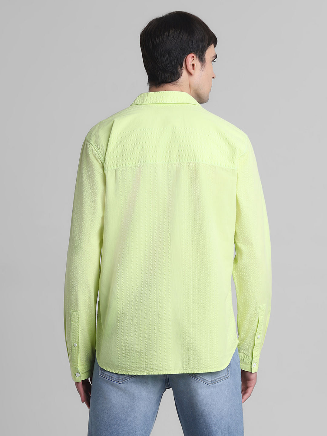 Lime Green Cotton Full Sleeves Shirt