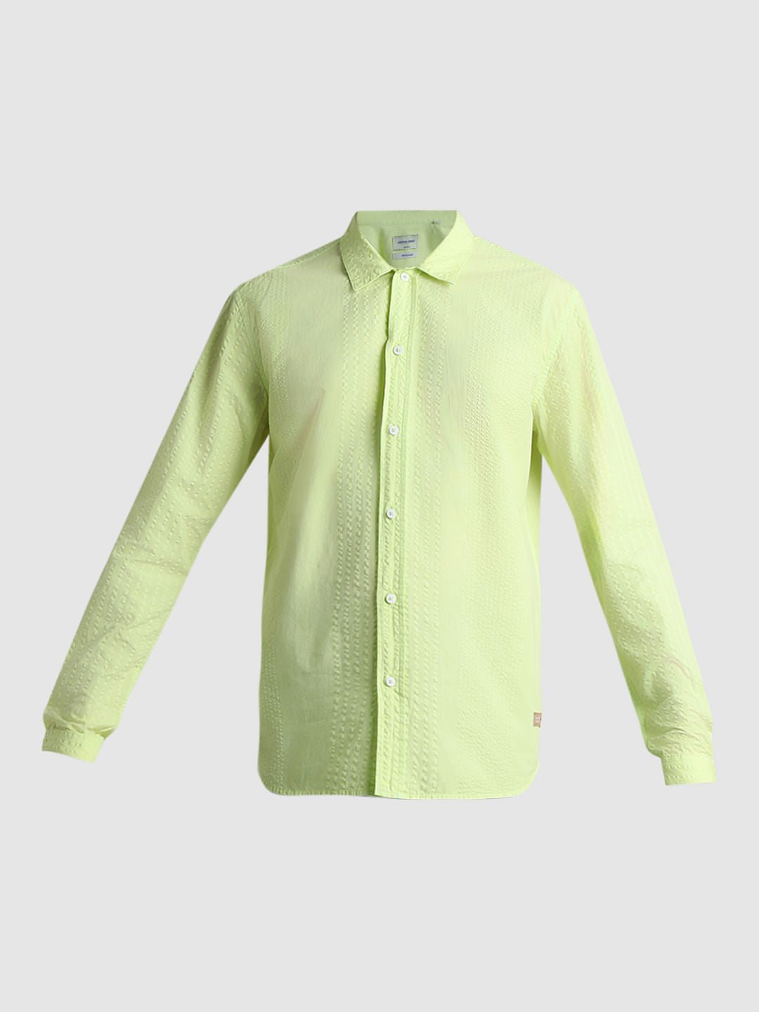 Lime Green Cotton Full Sleeves Shirt