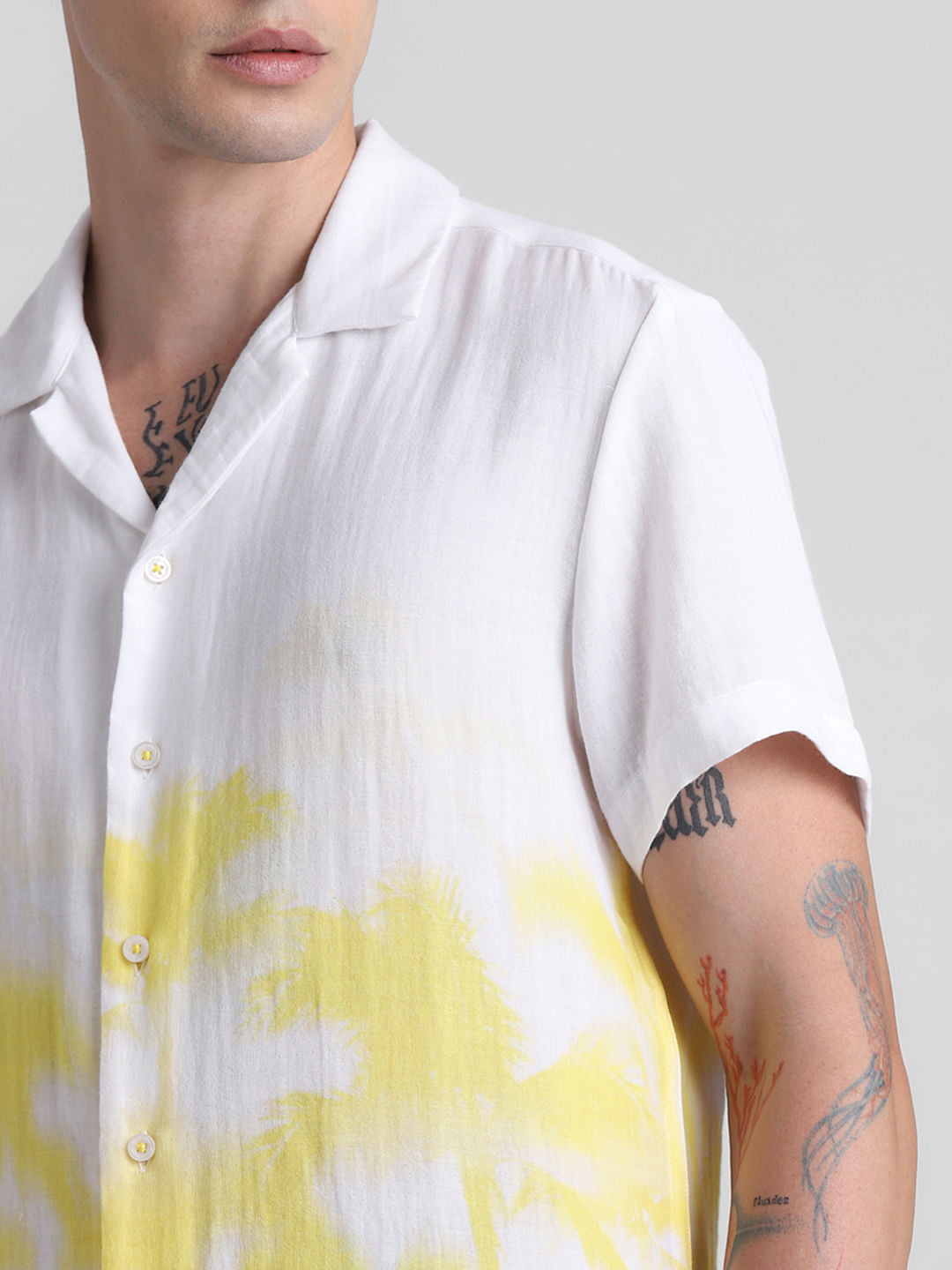 White Palm Tree Printed Shirt