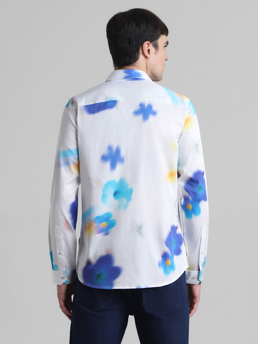 White Floral Full Sleeves Shirt