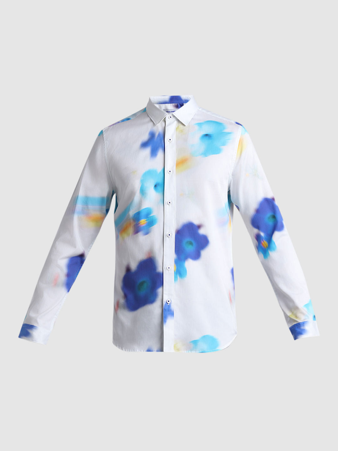 White Floral Full Sleeves Shirt