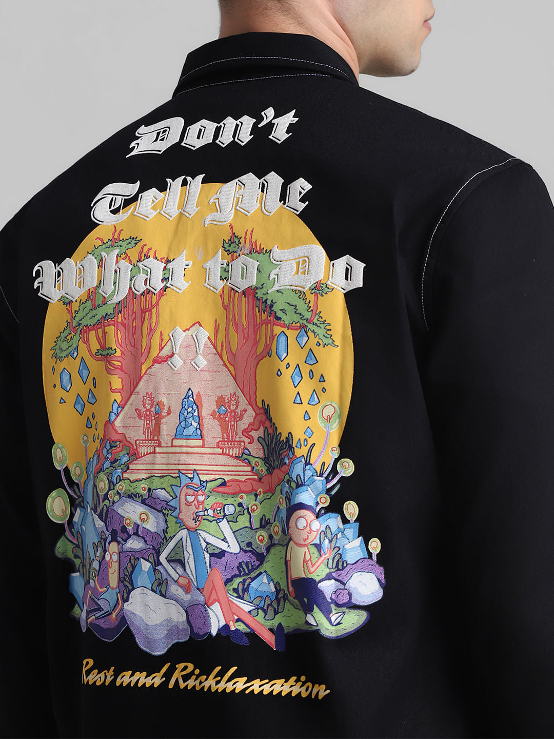 RICK & MORTY Black Printed Full Sleeves Shirt