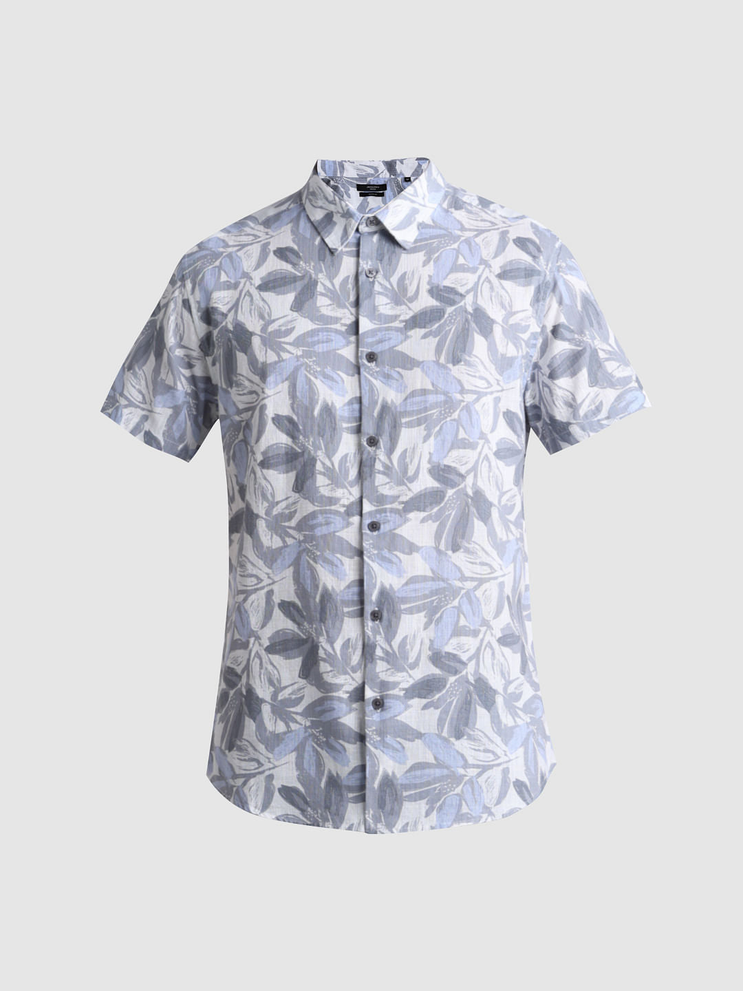 Grey Floral Short Sleeves Shirt