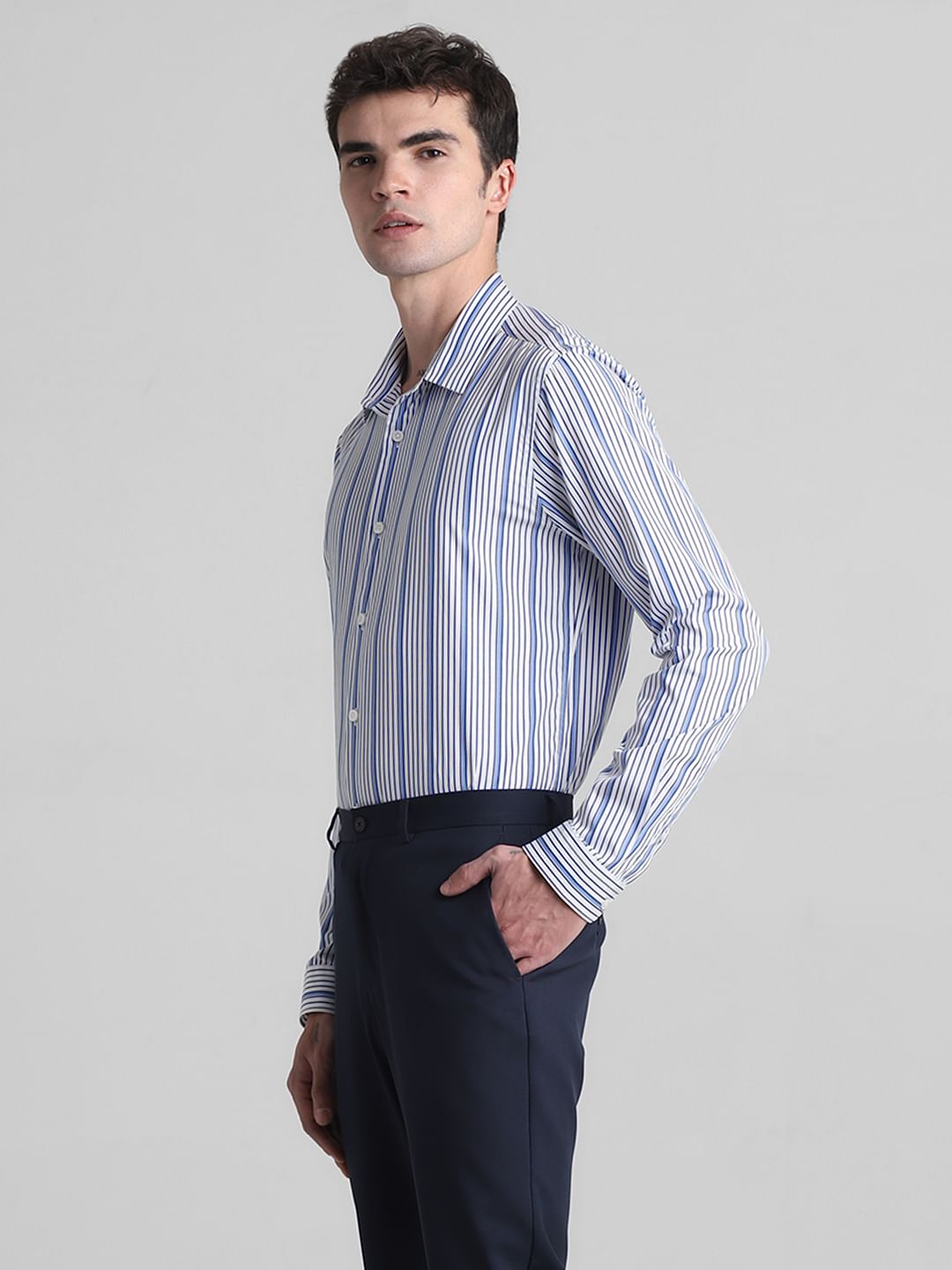 White Striped Full Sleeves Shirt