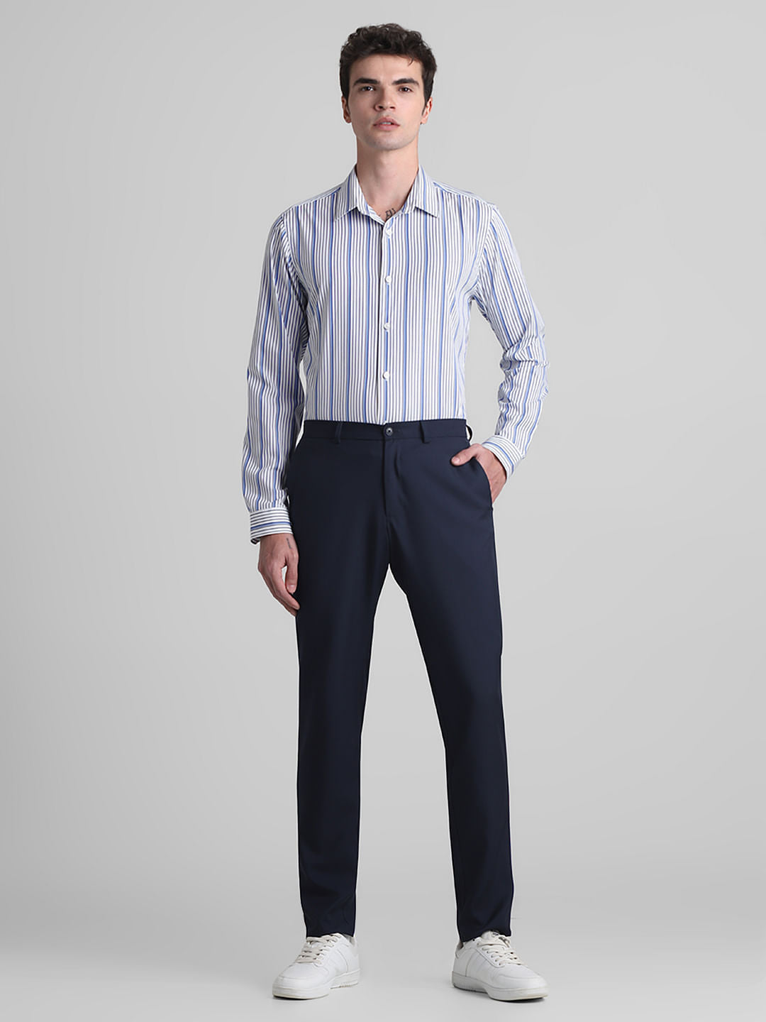 White Striped Full Sleeves Shirt