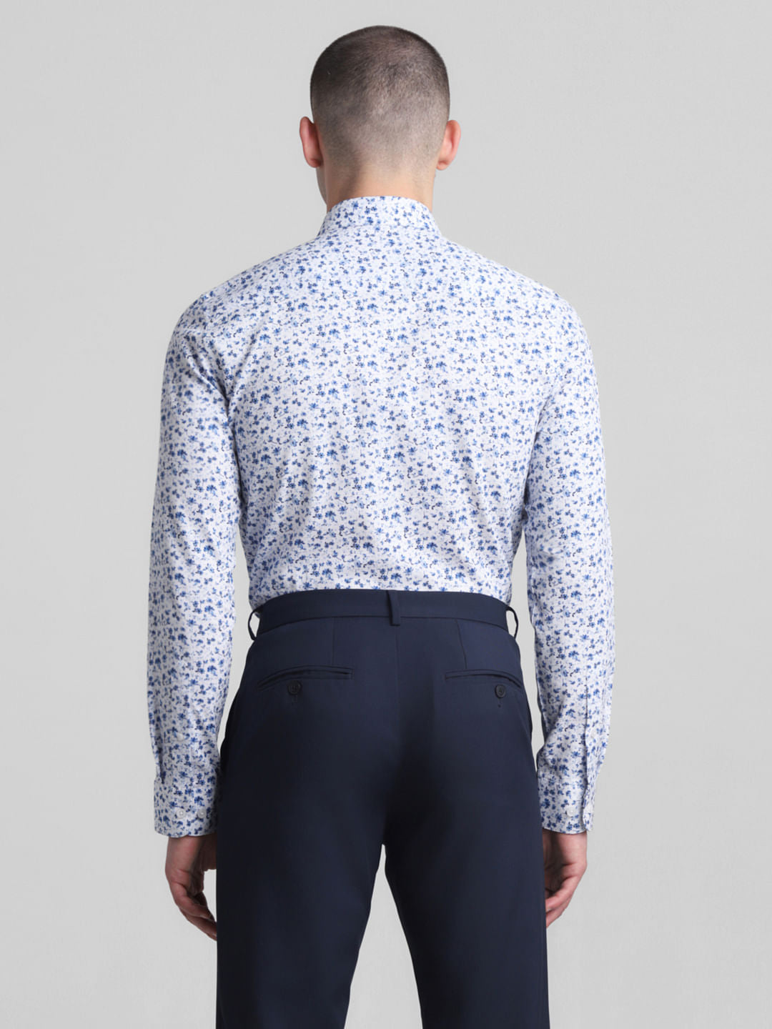 White Floral Print Full Sleeves Shirt