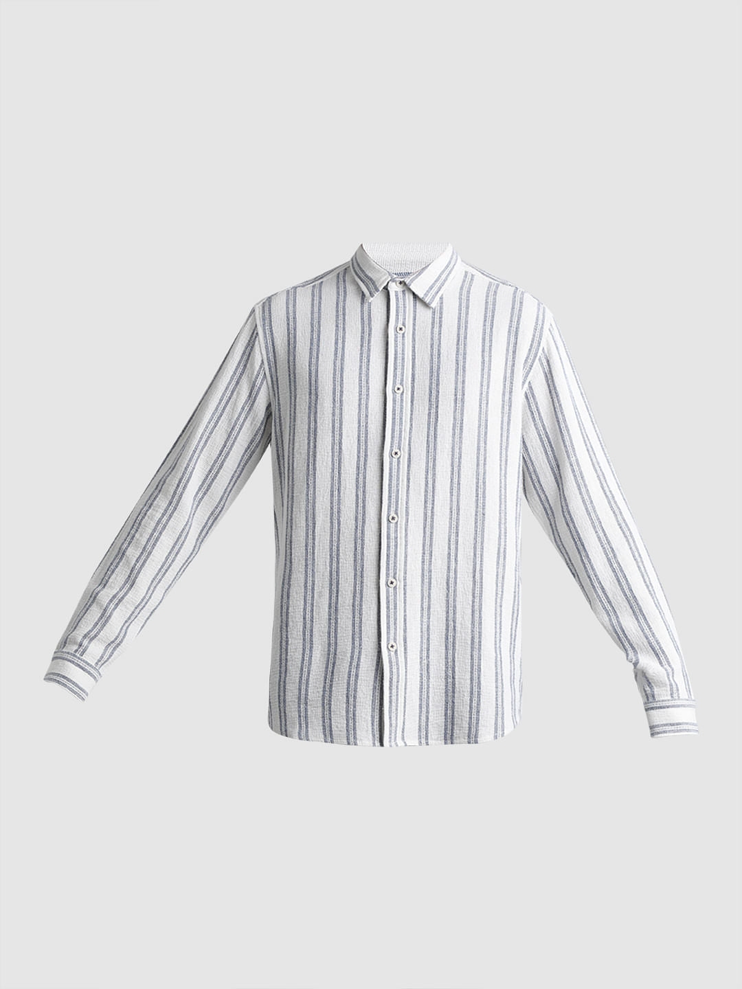 White Striped Dobby Full Sleeves Shirt