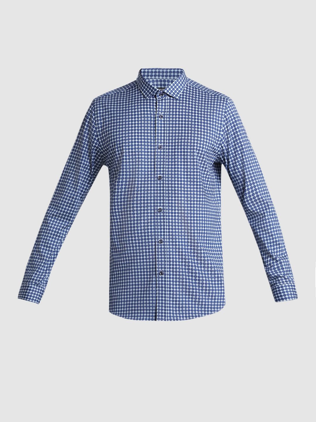 Blue Printed Knit Shirt