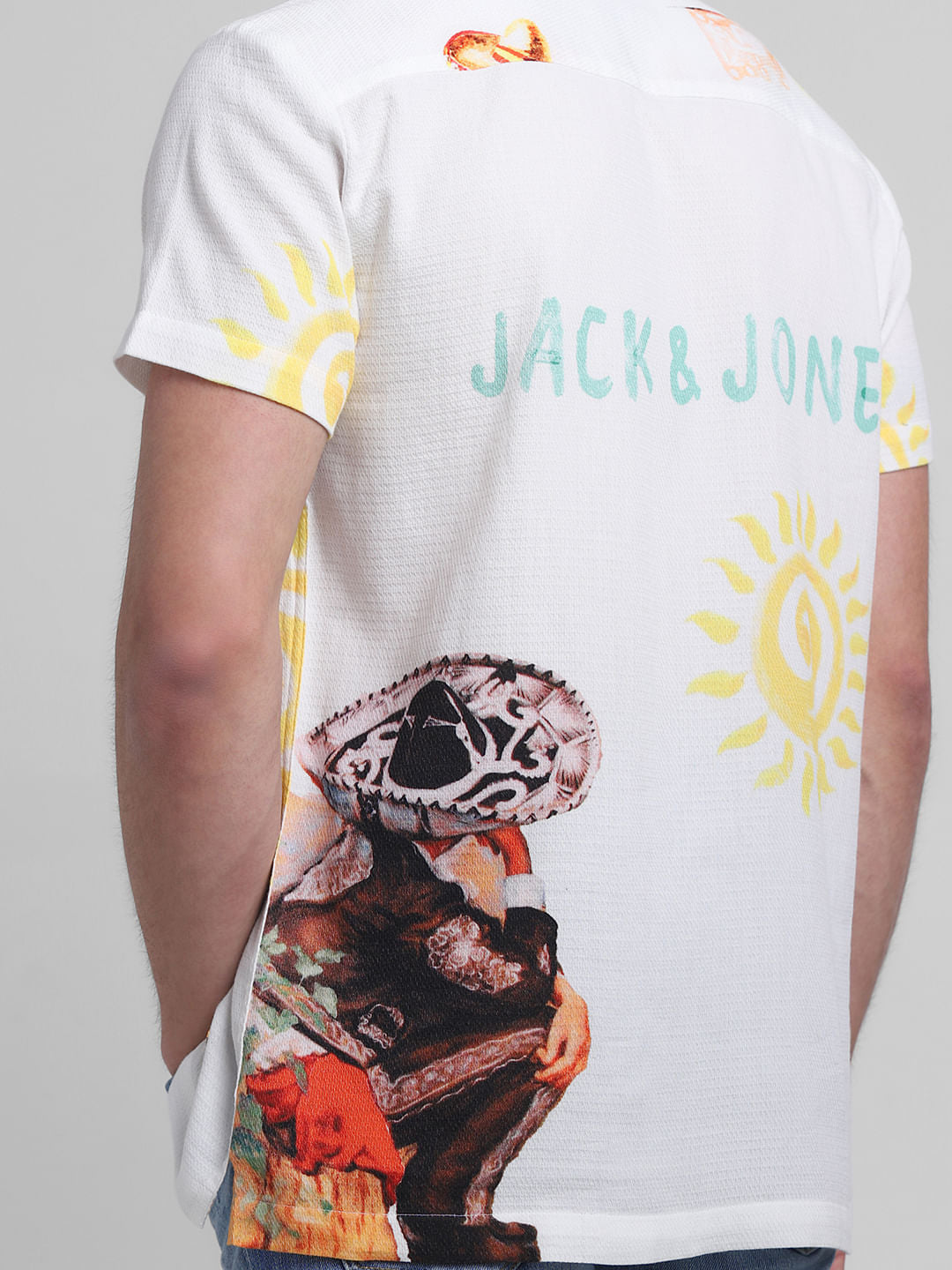 White Printed Short Sleeves Shirt