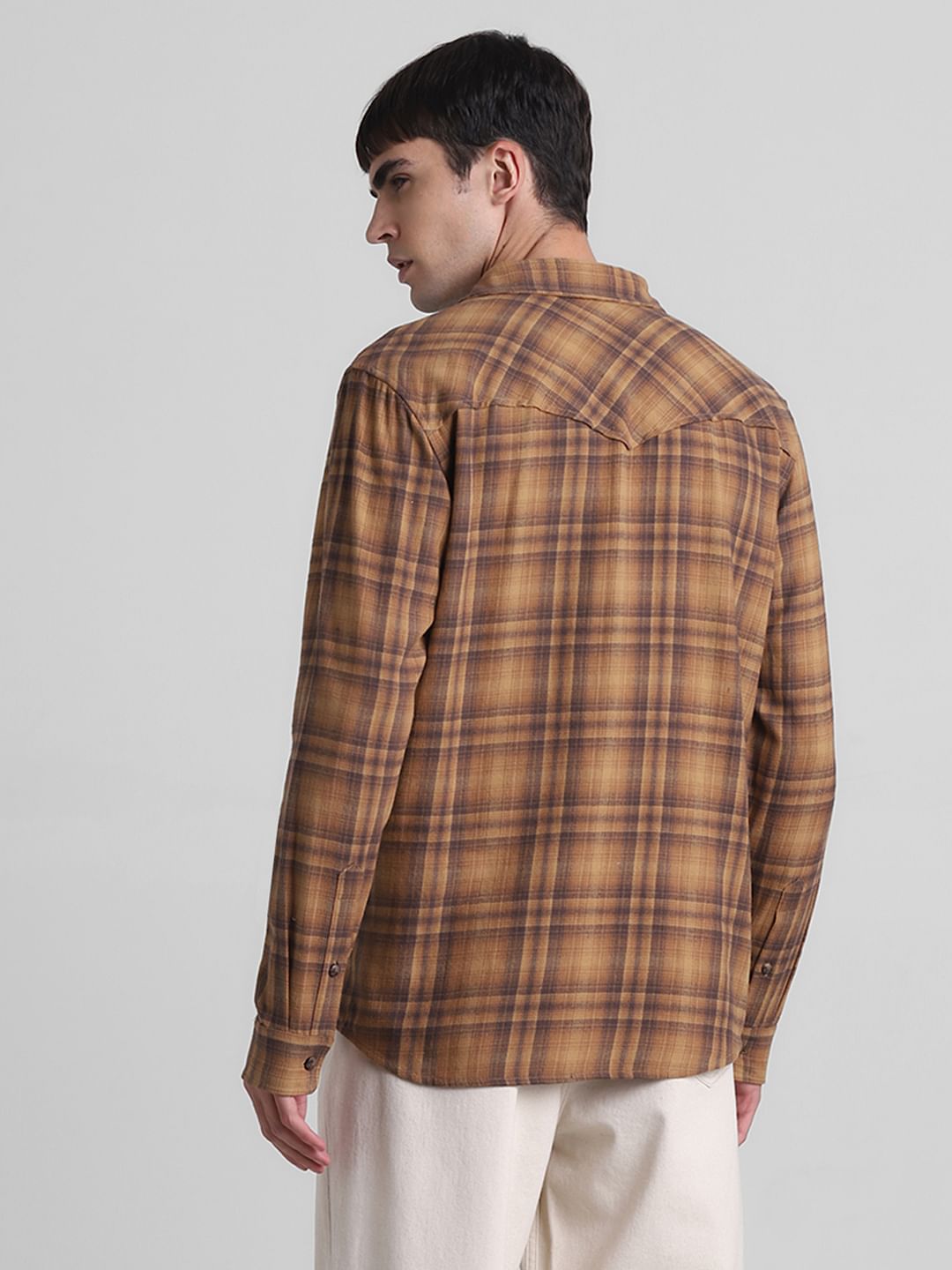 Brown Check Full Sleeves Shirt
