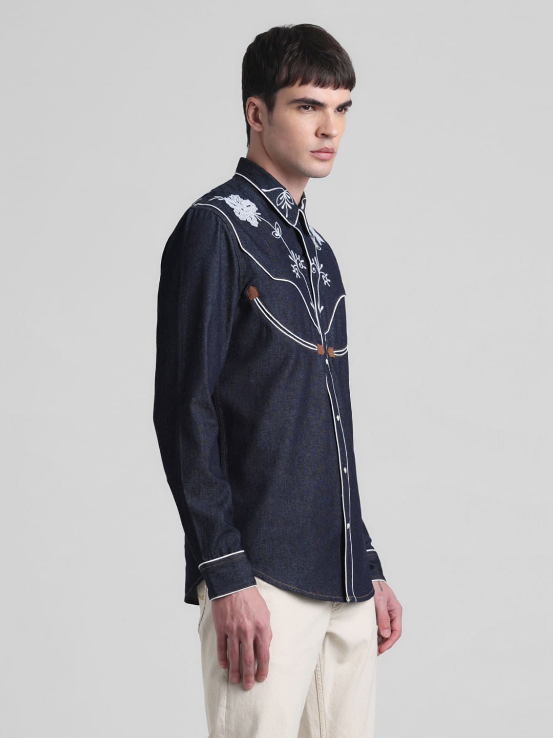 Blue Cowboy Embroidered Shirt