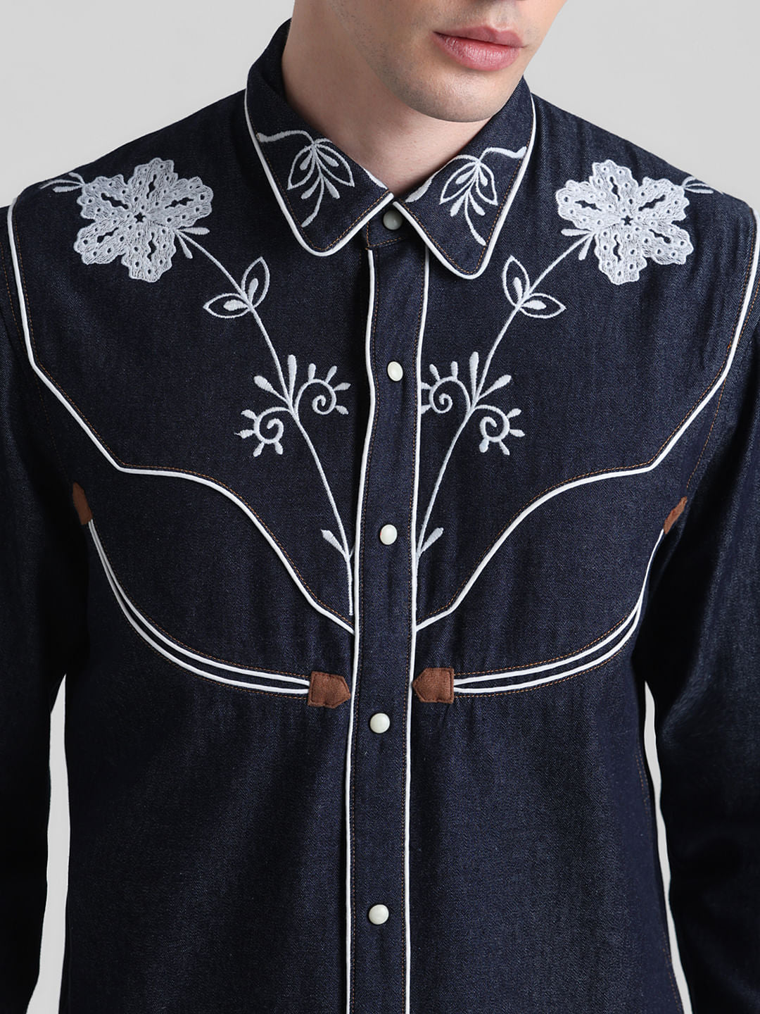 Blue Cowboy Embroidered Shirt