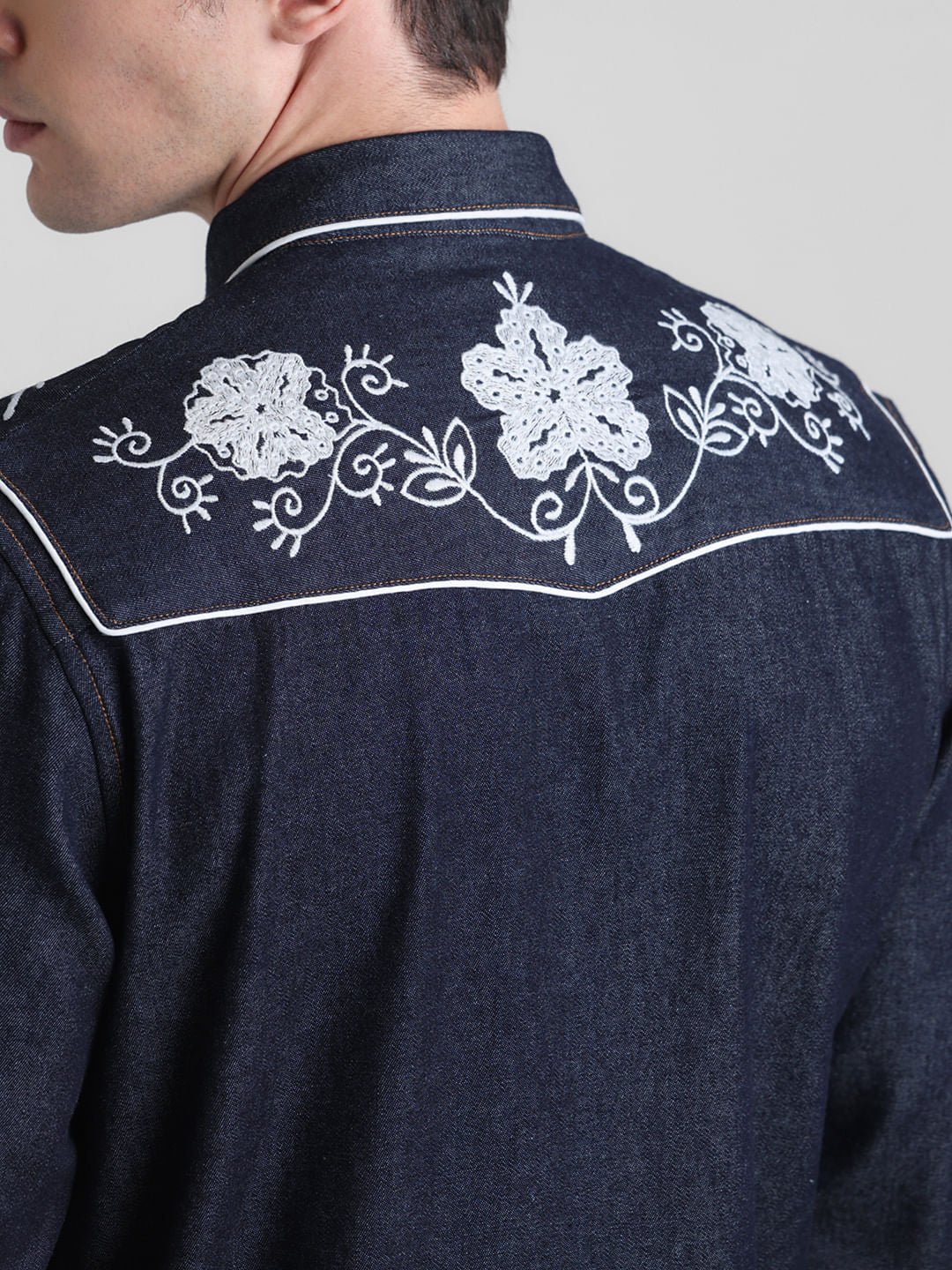 Blue Cowboy Embroidered Shirt