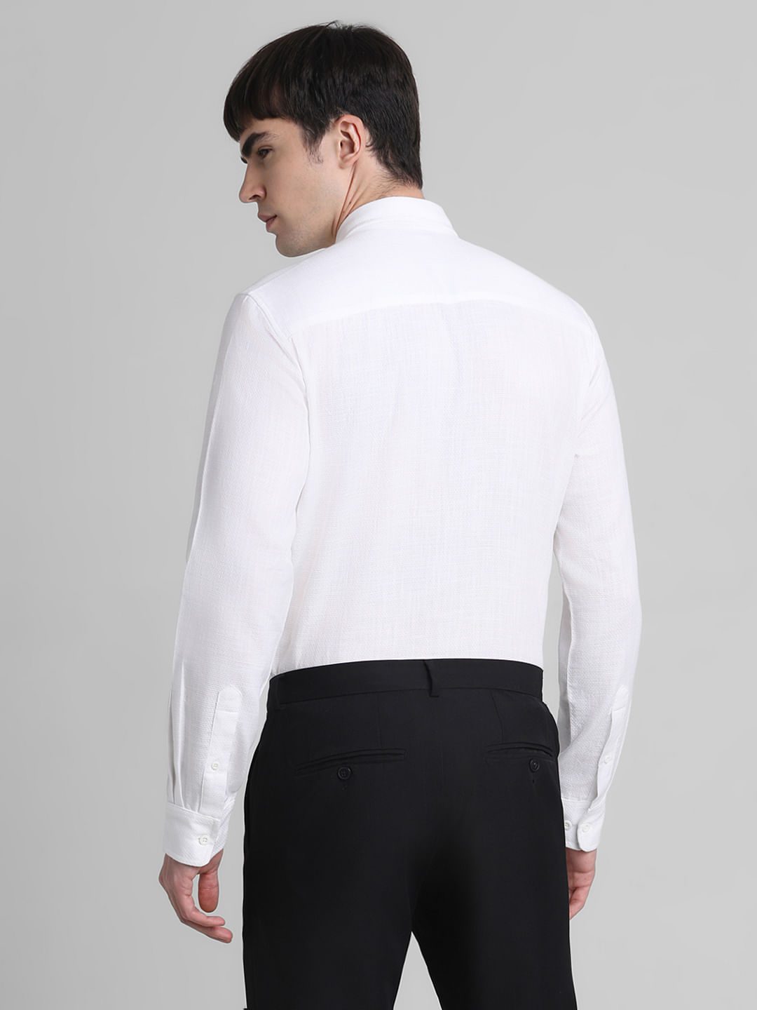 White Dobby Cotton Full Sleeves Shirt