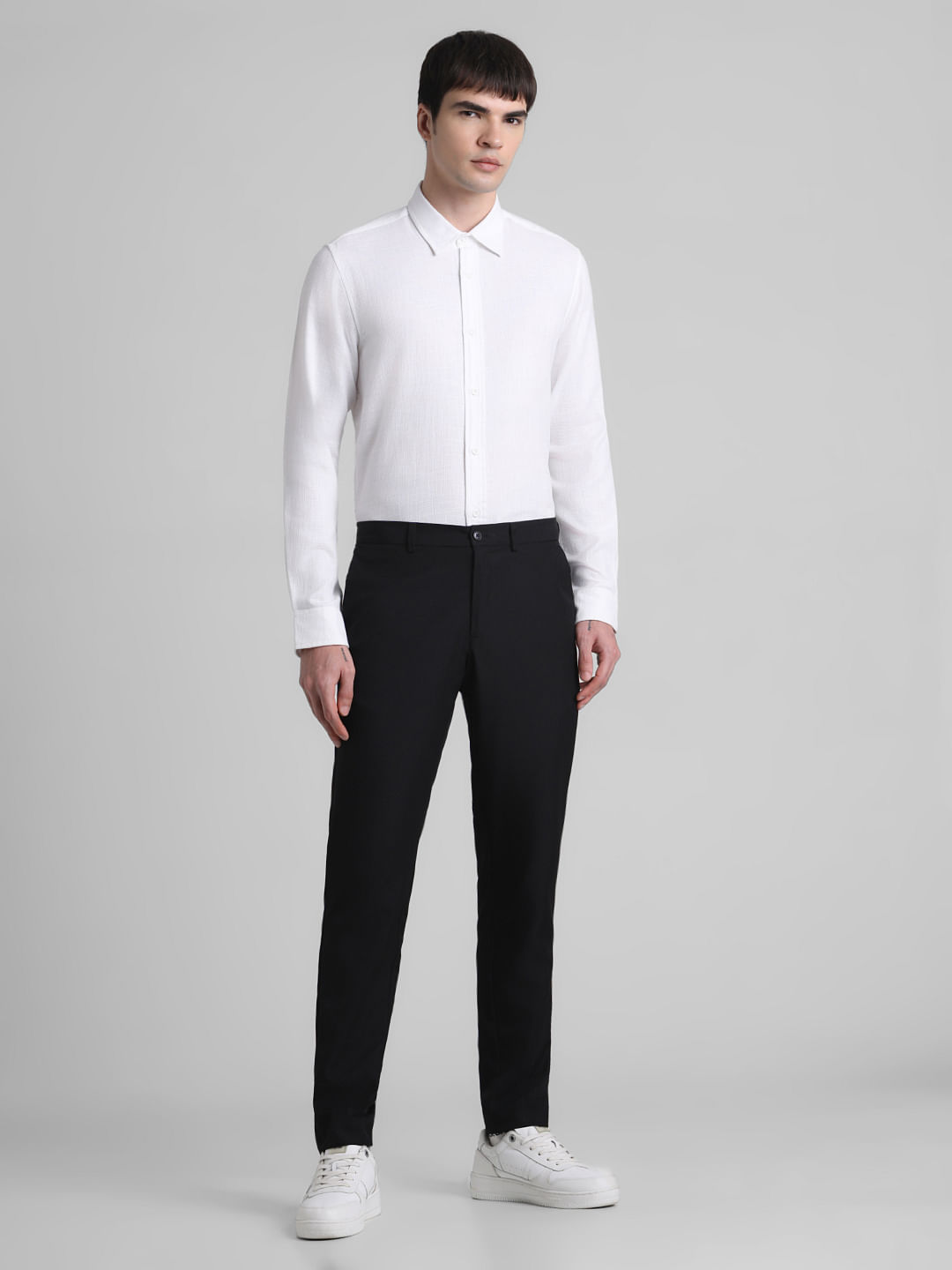 White Dobby Cotton Full Sleeves Shirt