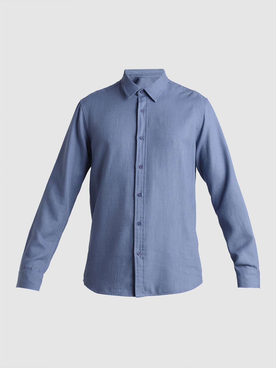 Blue Dobby Cotton Full Sleeves Shirt