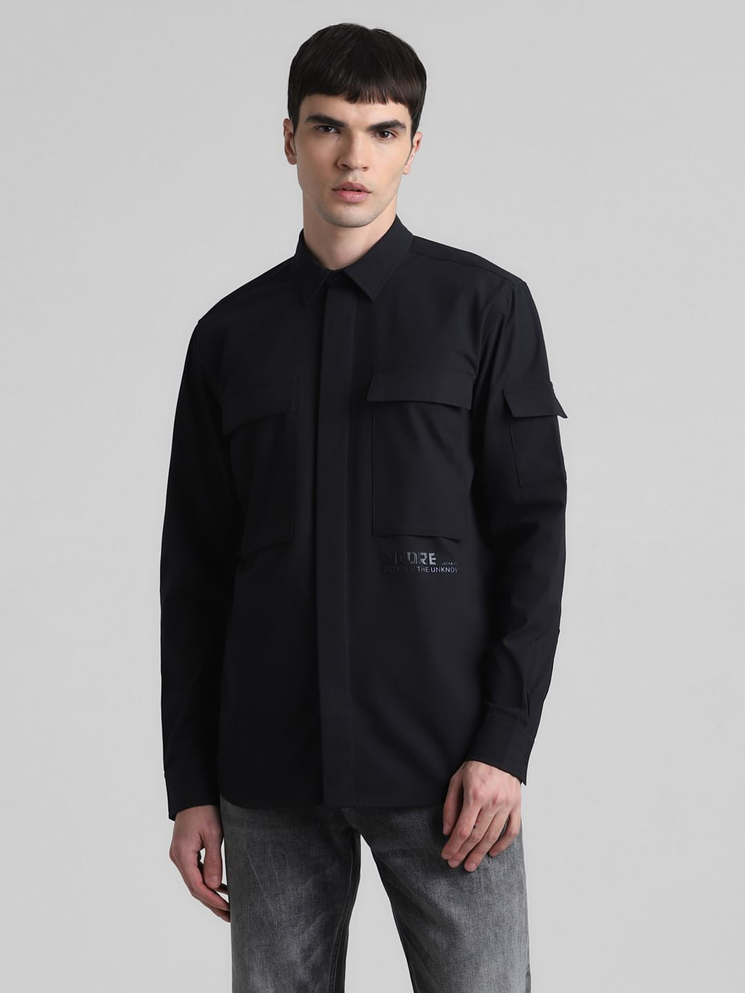 Black Oversized Pocket Shirt