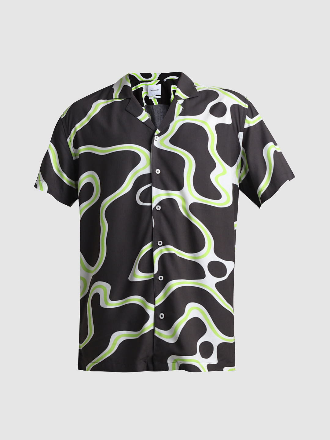 Dark Grey Printed Short Sleeves Shirt