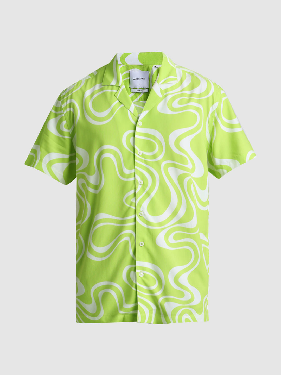 Neon Green Abstract Print Shirt