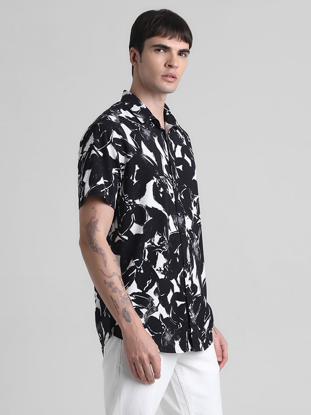 Black Monochrome Print Shirt