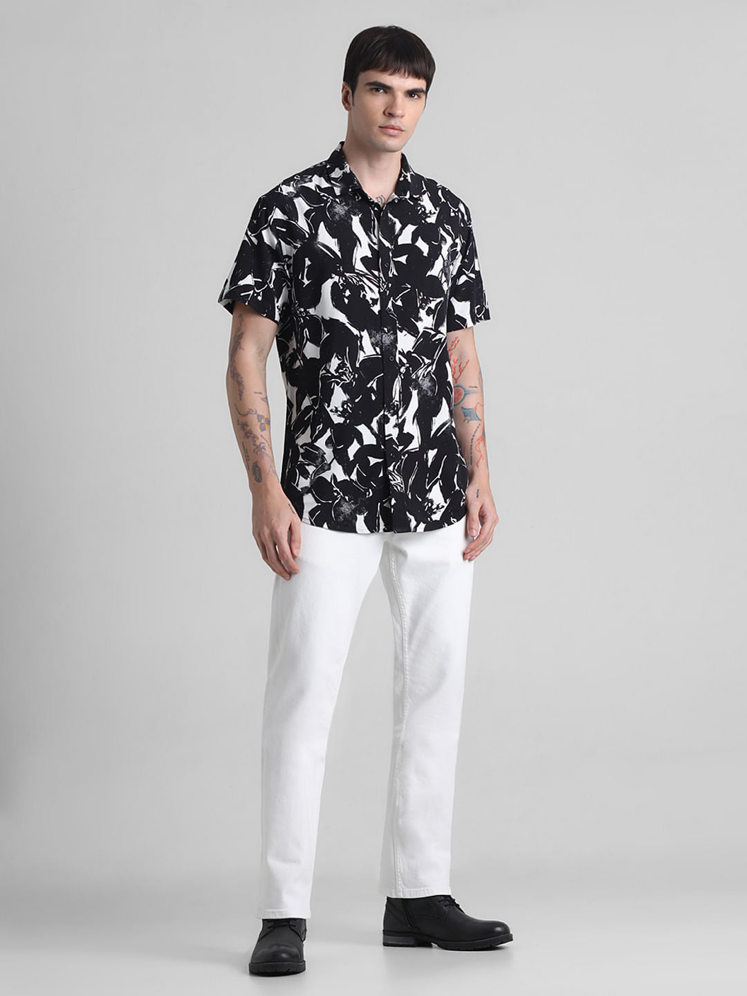 Black Monochrome Print Shirt
