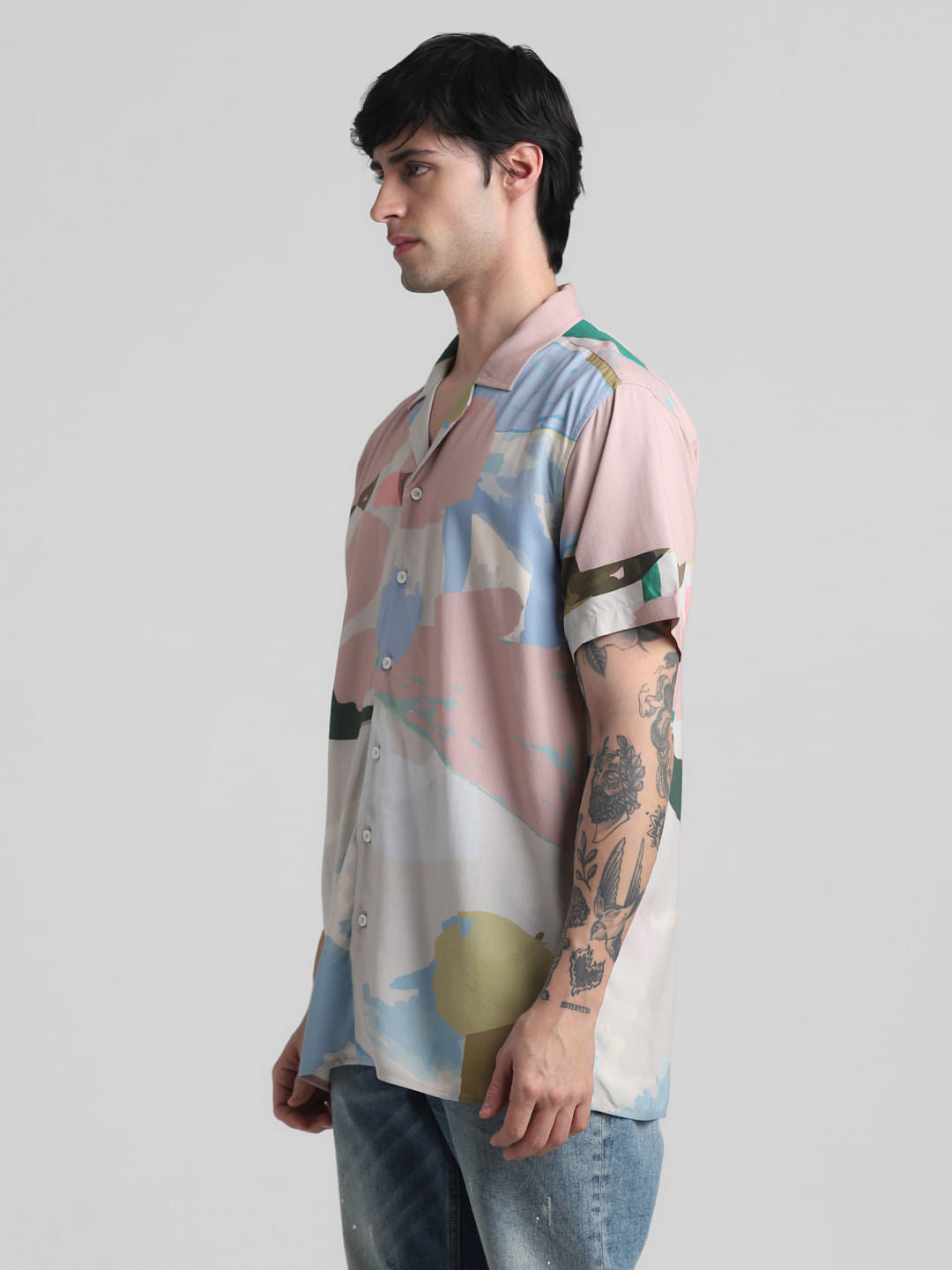 Light Blue Abstract Print Shirt