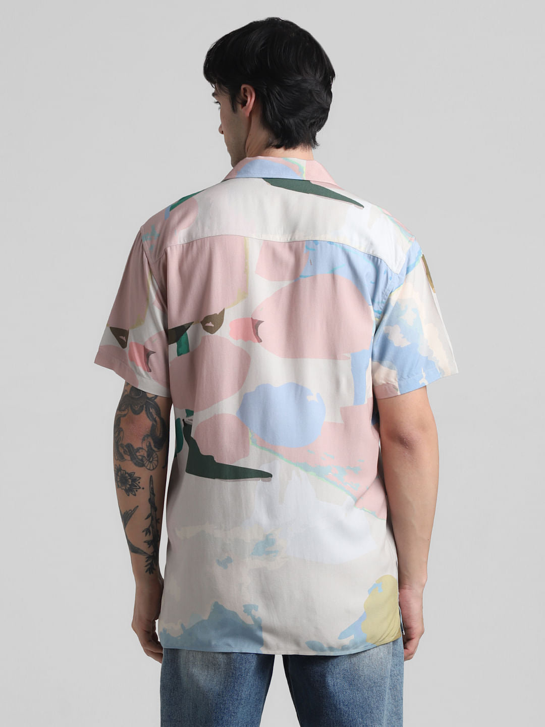 Light Blue Abstract Print Shirt