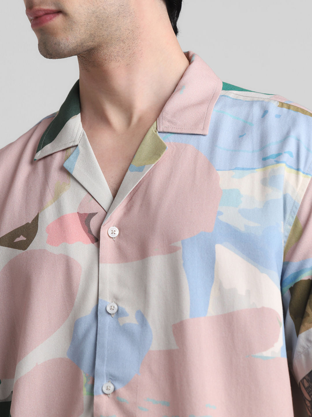 Light Blue Abstract Print Shirt