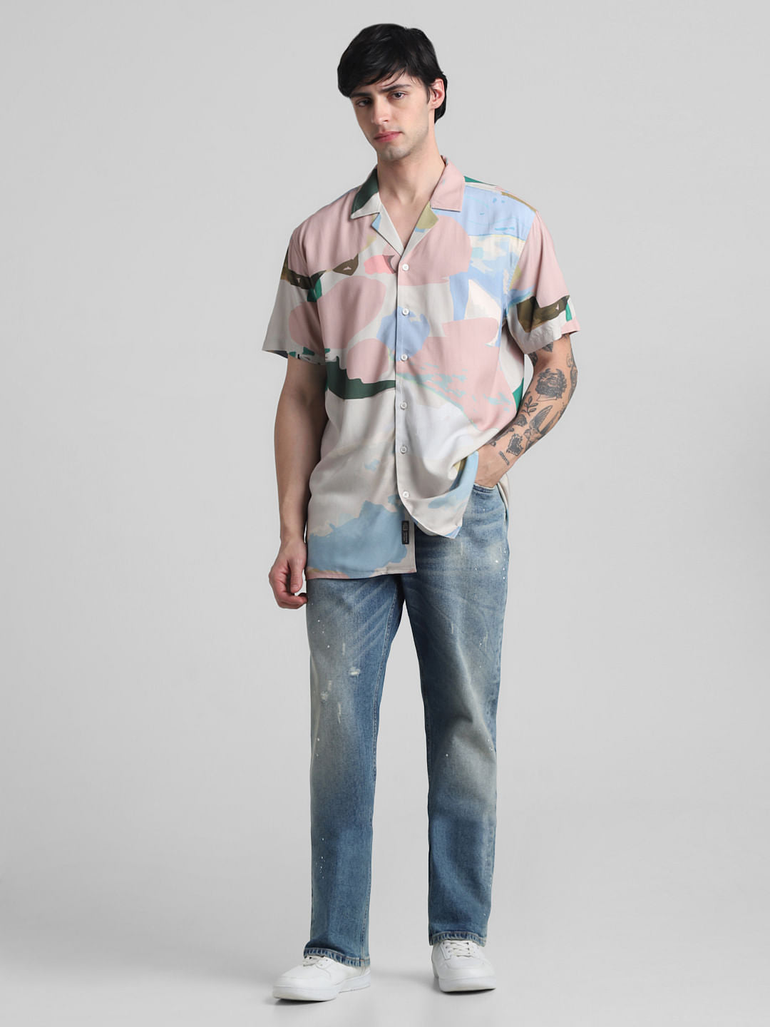 Light Blue Abstract Print Shirt