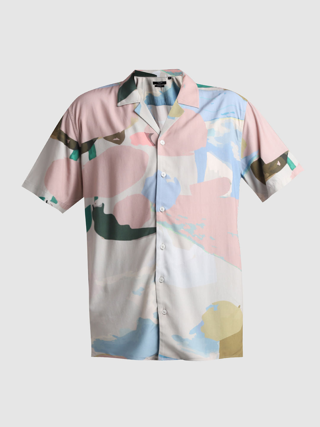 Light Blue Abstract Print Shirt