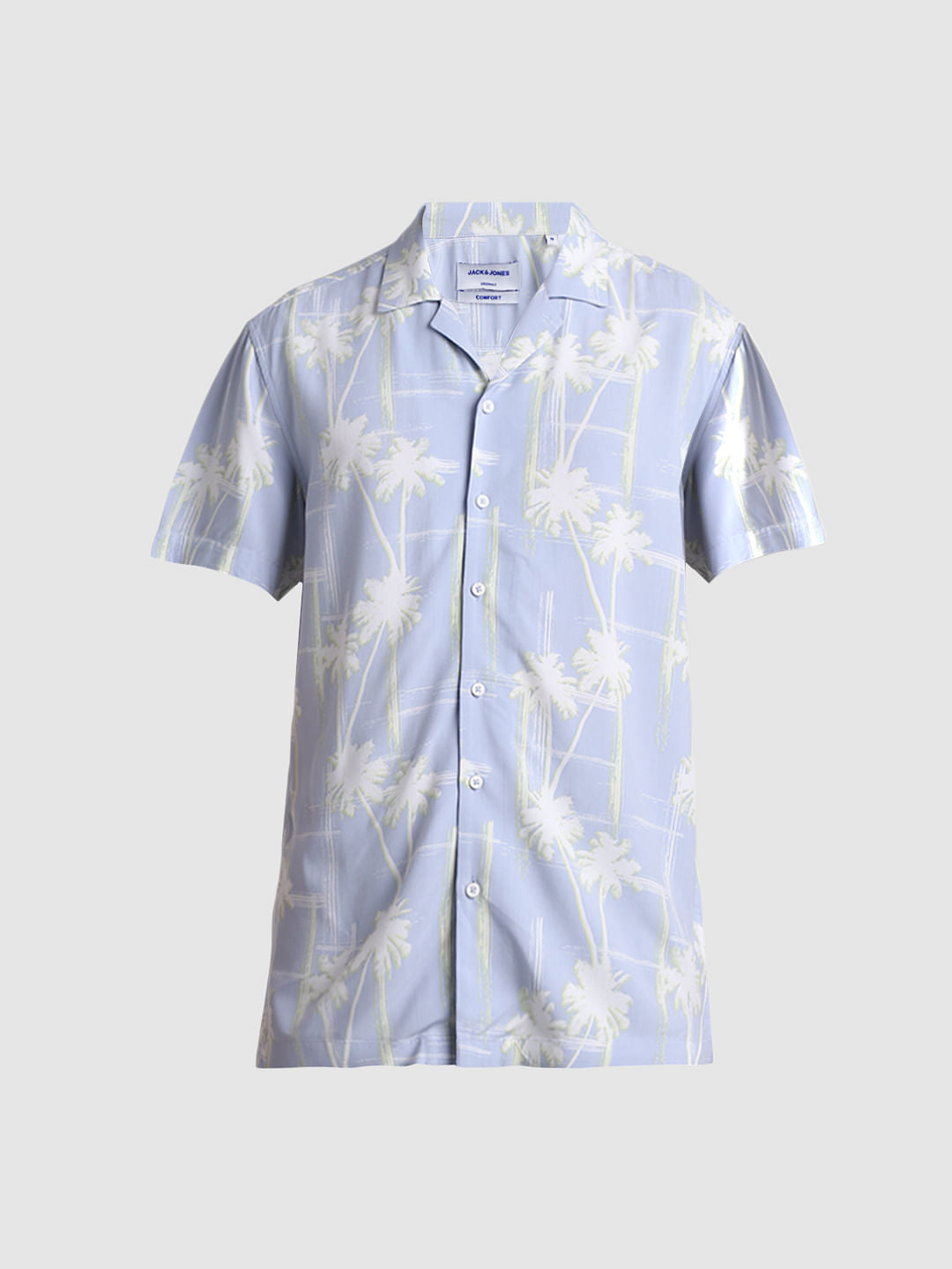 Blue Printed Short Sleeves Shirt