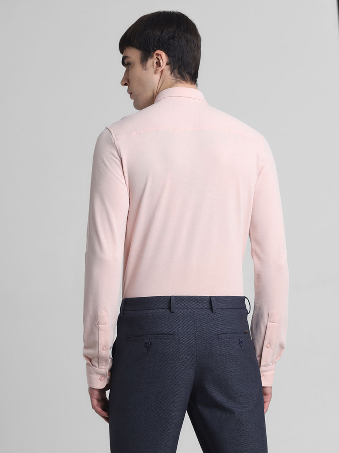 Peach Knit Full Sleeves Shirt