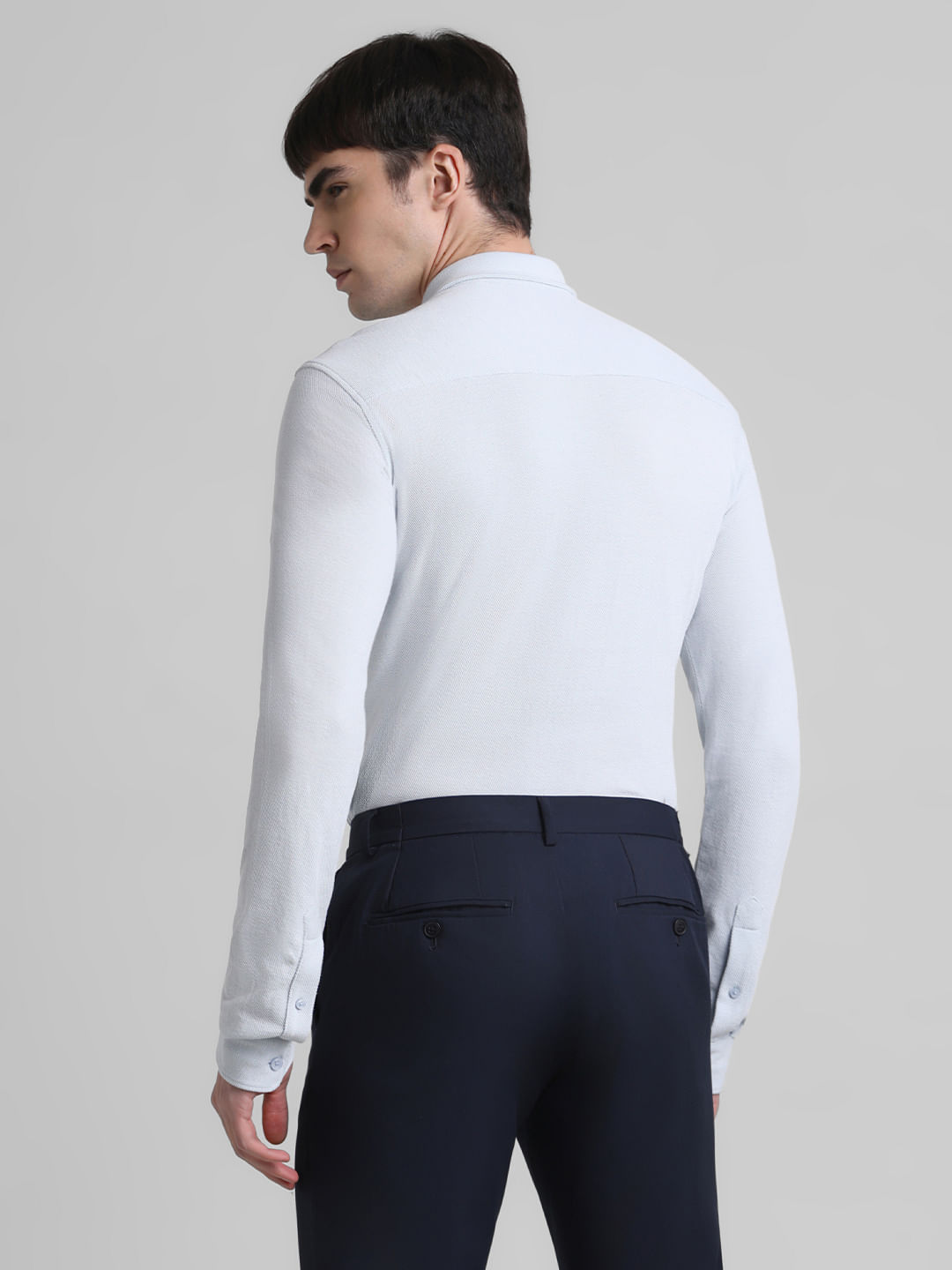 Blue Knit Full Sleeves Shirt