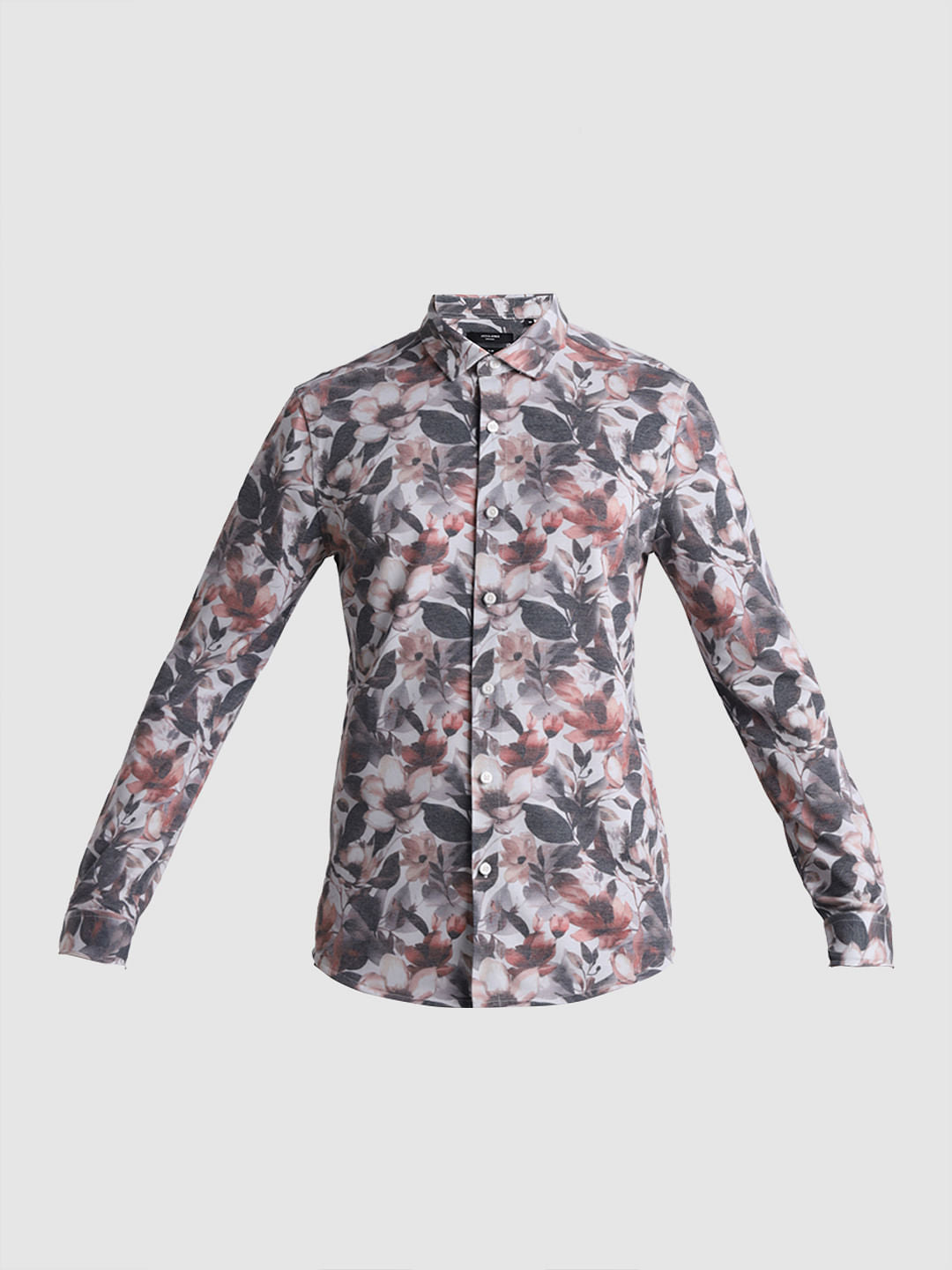 Grey Floral Full Sleeves Shirt