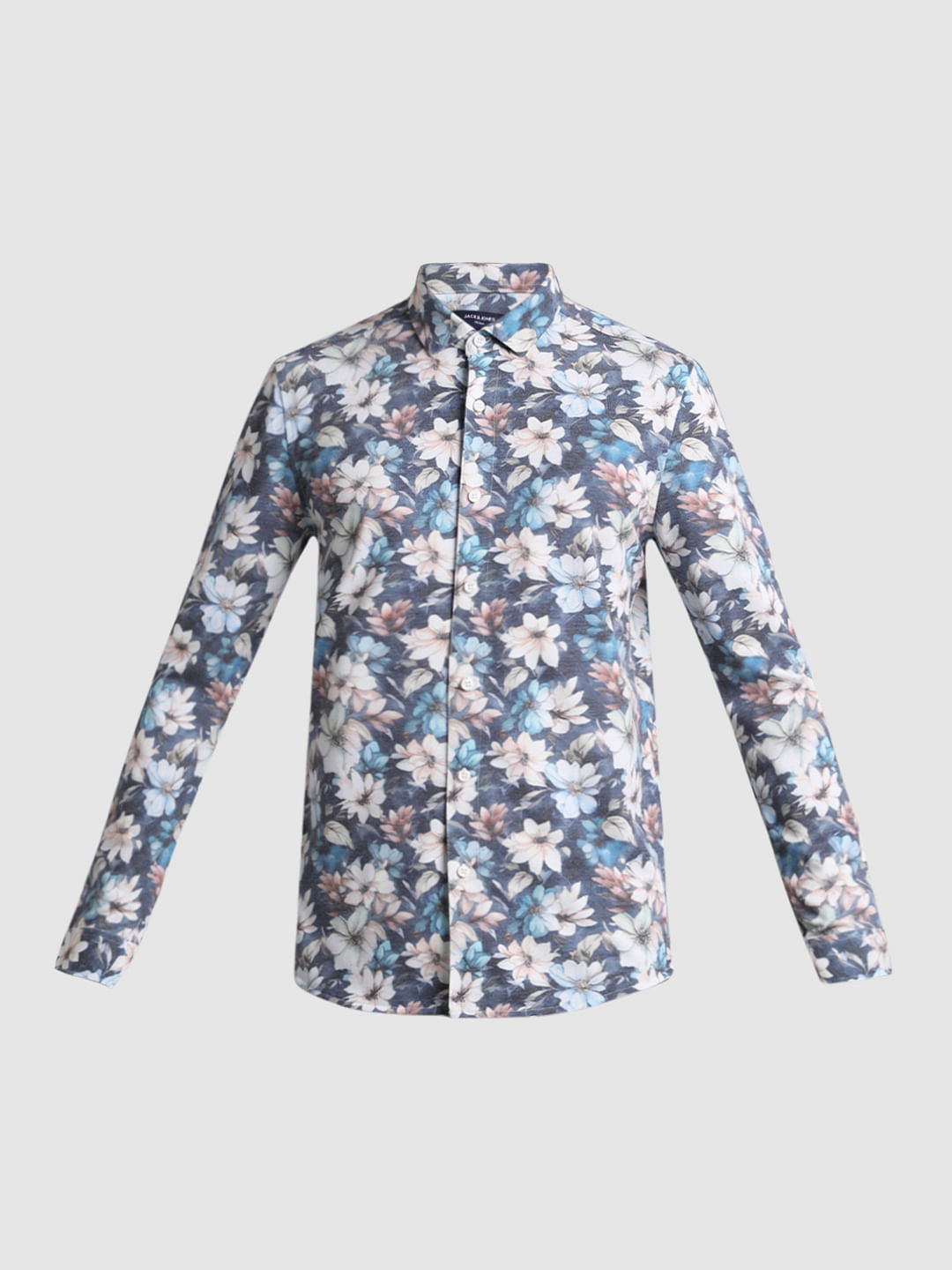Grey Floral Full Sleeves Shirt