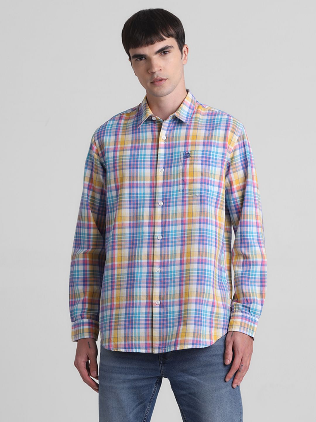 Blue Check Print Full Sleeves Shirt