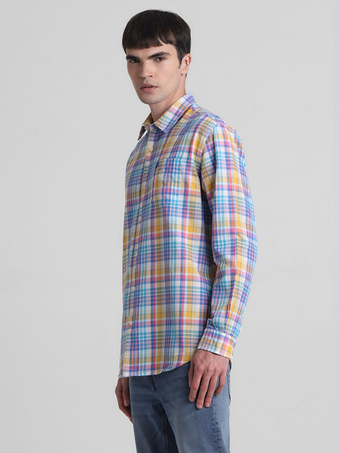 Blue Check Print Full Sleeves Shirt