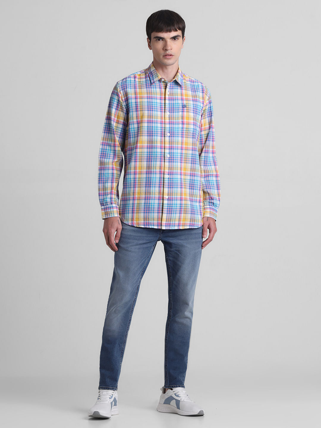 Blue Check Print Full Sleeves Shirt