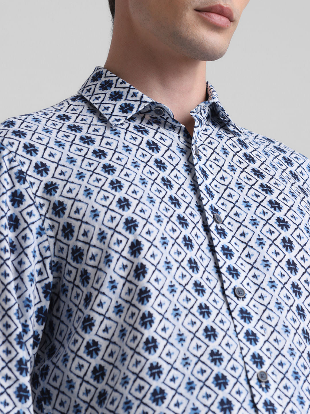 Blue Printed Full Sleeves Shirt