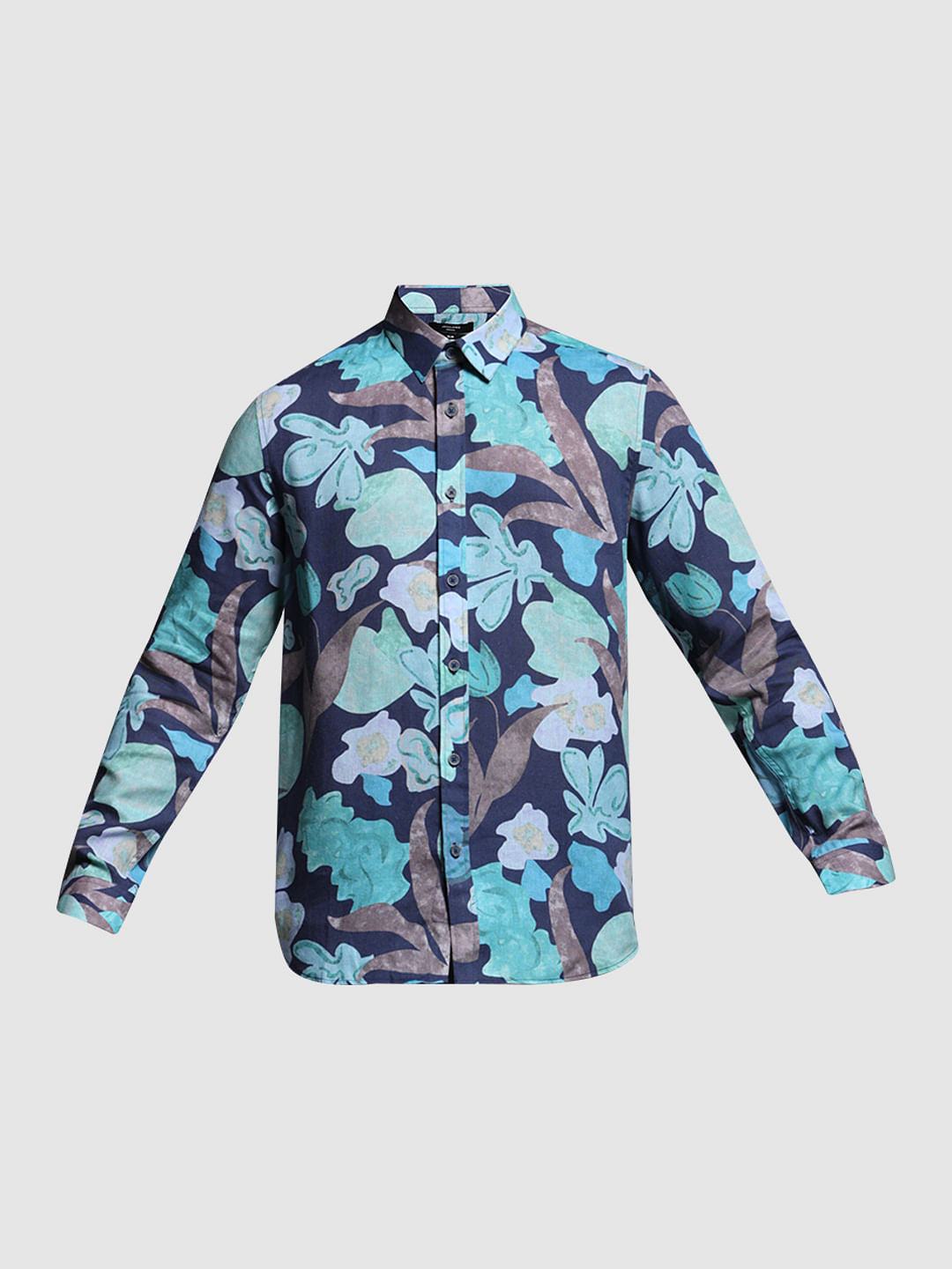 Blue Floral Lyocell Linen Shirt